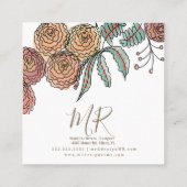 Carte De Visite Carré Doodle Florals Wreath Sprigs Design de verdure (Dos)