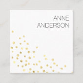 Carte De Visite Carré Dots d'or Confetti Simple Minimal Blanc (Devant)