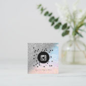 Carte De Visite Carré Dots modernes Parties scintillant en argent Bokeh  (Debout devant)