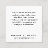 Carte De Visite Carré Doula Mid Wine Birth Services (Dos)
