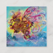 Carte De Visite Carré DRAGON DE MER ET VAGUES BLEUES Imaginaire (Dos)