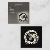 Carte De Visite Carré DRAGON ROUGE ROUGE RUBY Gris Gris NOIR (Devant / Derrière)