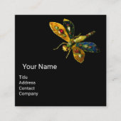 Carte De Visite Carré DRAGONFLYE EN OR ANTIQUE Monogramme ,Noir (Devant)