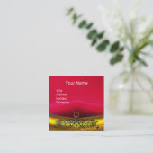 CARTE DE VISITE CARRÉ DRAGONS CELTIQUES D'OR ROUGE RUBY GEMSTONE MONOGRA (Debout devant)