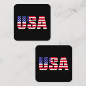 Carte De Visite Carré Drapeau Américain Patriotique Pour Hommes Femmes E (Devant / Derrière)