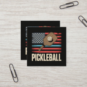 Carte De Visite Carré Drapeau américain Pickleball