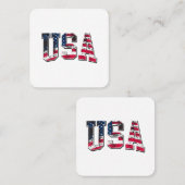 Carte De Visite Carré Drapeau américain Vintage (Devant / Derrière)