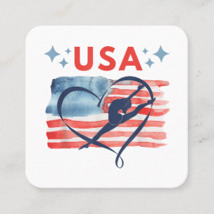 Carte De Visite Carré Drapeau patriotique américain Gymnastique Design p