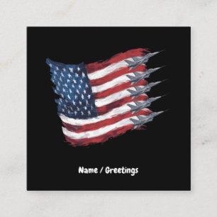 Carte De Visite Carré Drapeau Patriotique USA Jets 4 juillet