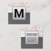 Carte De Visite Carré Draperie de soie | Cuir gris (Devant / Derrière)