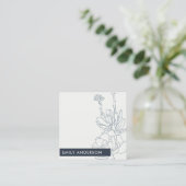 CARTE DE VISITE CARRÉ DRAWAGE DE LIGNE BLEUE DESERT CACTI SUCCULENT FOLI (Debout devant)