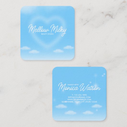 Carte De Visite Carré Dreamy Heart Cloud Sky (Devant / Derrière)
