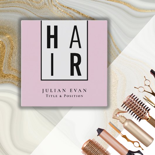 Carte De Visite Carré Dresser à cheveux noir et rose tendance