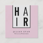Carte De Visite Carré Dresser à cheveux noir et rose tendance (Devant)