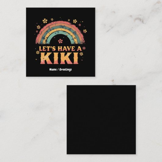 Carte De Visite Carré Drôle "Ayons un Kiki" LGBT Trans Genre Rétro (Devant / Derrière)