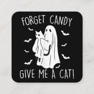 Carte De Visite Carré Drôle Halloween Cat Ghost Oublier Candy Donner Moi