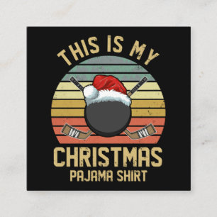 Carte De Visite Carré Drôle Joyeux joueur de hockey Quarantaine de Noël