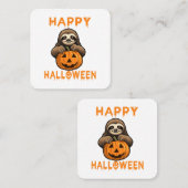 Carte De Visite Carré Drôle mignon Citrouille de fixation de fentes (Devant / Derrière)