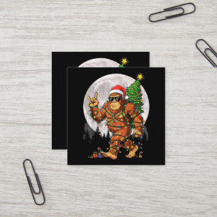 Carte De Visite Carré Drôles de lumières de Noël et lune de Bigfoot