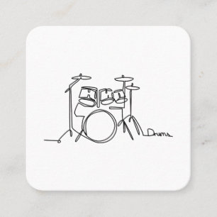 Carte De Visite Carré Drummer Music Design Drums One-Line
