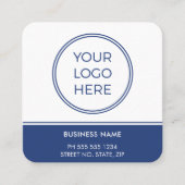 Carte de visite Carré du logo du code QR bleu (Devant)