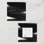 Carte De Visite Carré Eau de la brosse à rayures noire profonde (Devant / Derrière)