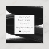 Carte De Visite Carré Eau de la brosse à rayures noire profonde (Dos)