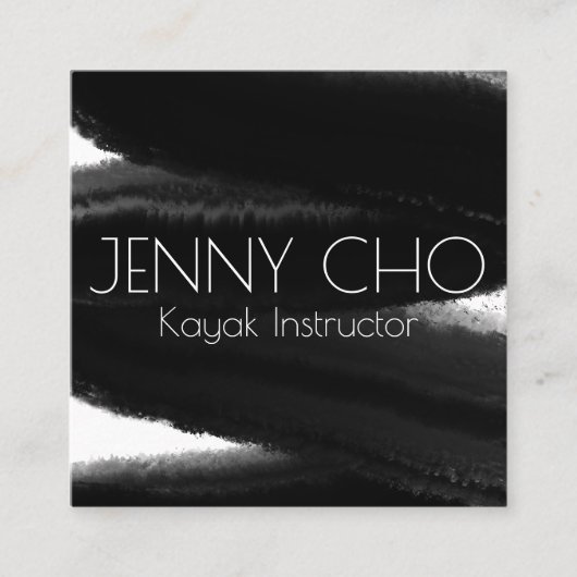 Carte De Visite Carré Eau de la brosse à rayures noire profonde (Devant)