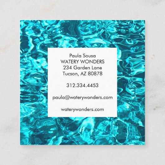 Carte De Visite Carré Eau Éclairage Piscine Nettoyant Gardener (Dos)