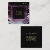 Carte De Visite Carré Éclaboussure d'aquarelle de prune avec des accents (Devant / Derrière)