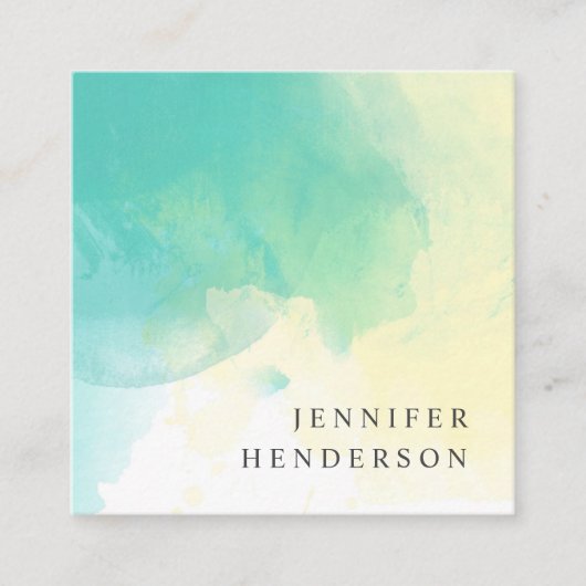 Carte De Visite Carré Éclaboussure jaune turquoise moderne (Devant)