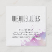 Carte De Visite Carré éclaboussure moderne d'aquarelle de rose de (Dos)