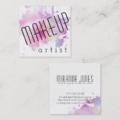 Carte De Visite Carré éclaboussure moderne d'aquarelle de rose de (Devant / Derrière)