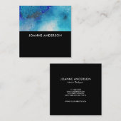 Carte De Visite Carré Éclaboussure turquoise bleue d'aquarelle moderne (Devant / Derrière)