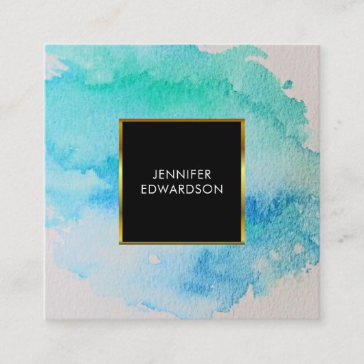Carte De Visite Carré Éclaboussure turquoise moderne d'éclaboussure (Devant)
