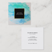Carte De Visite Carré Éclaboussure turquoise moderne d'éclaboussure (Devant / Derrière)