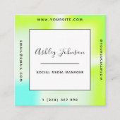Carte De Visite Carré Éclairage vert Printemps frais médias sociaux (Devant)