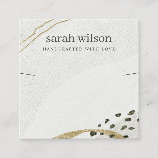 Carte De Visite Carré Écran Abstrait de collier d'or noir ivoire (Devant)