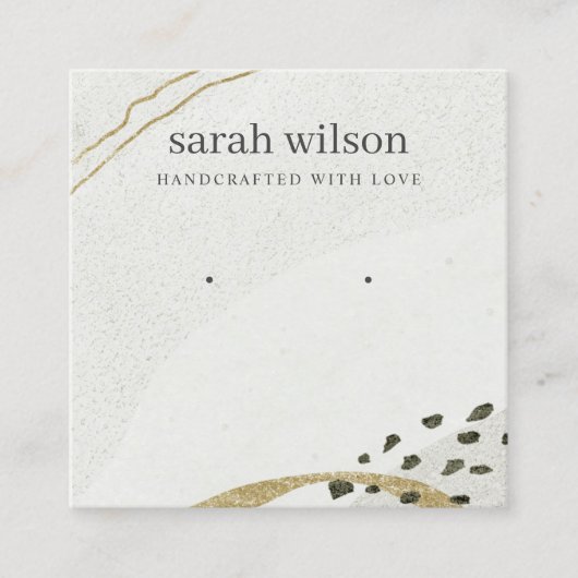 Carte De Visite Carré Écran Abstrait d'oreille en or noir ivoire (Devant)