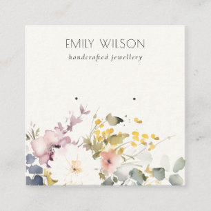 Carte De Visite Carré Écran Chic Pastel Aquarelle Florale