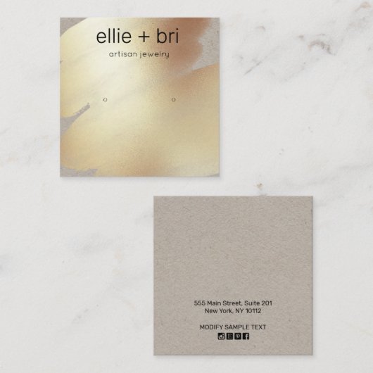 Carte De Visite Carré Ecran d'aquarelle or Kraft Stud Écran (Devant / Derrière)