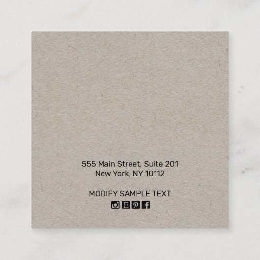 Carte De Visite Carré Ecran d'aquarelle or Kraft Stud Écran (Dos)