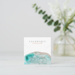 Carte De Visite Carré Écran de bijoux     Bleu   Aquarelle