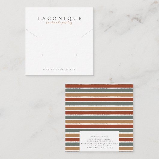 Carte De Visite Carré Écran de bijoux | Boucles de bijoux | Moderne (Devant / Derrière)