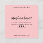 Carte De Visite Carré Écran de cils de glamour rose de fille (Dos)