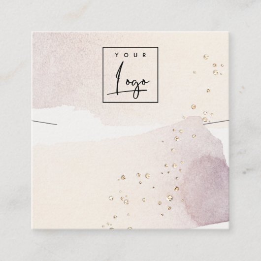 Carte De Visite Carré Écran de collier Abstrait Gold Purple Logo (Devant)