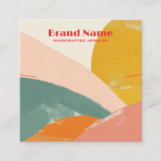 Carte De Visite Carré Écran de collier d'art minimaliste rose Boho