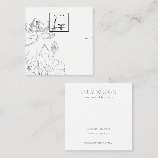 Carte De Visite Carré Écran de collier floral Nénuphar minimal (Devant / Derrière)