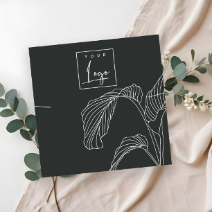 Carte De Visite Carré Ecran de collier noir blanc Feuille de palmier cro