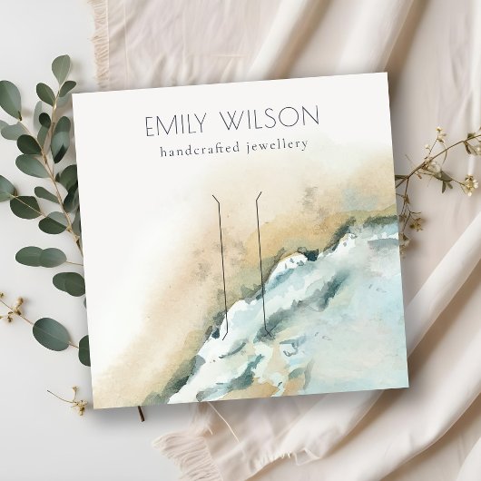 Carte De Visite Carré Ecran de la mer côtière Vagues de plage de sable